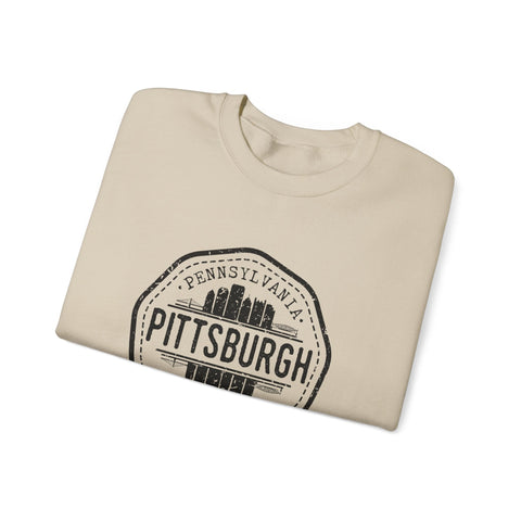 Pittsburgh Vintage Stamp - Heavy Blend™ Crewneck Sweatshirt Sweatshirt - YinzerShop