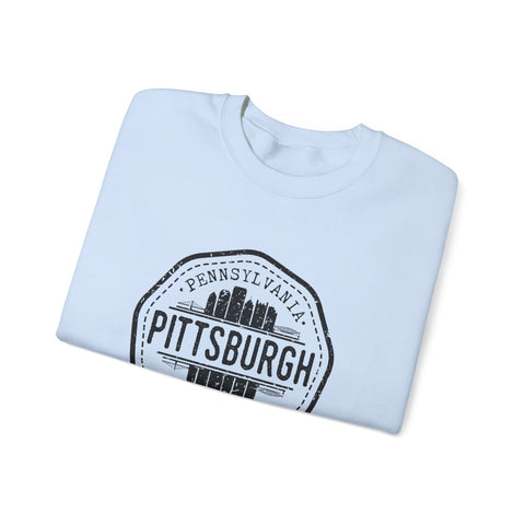 Pittsburgh Vintage Stamp - Heavy Blend™ Crewneck Sweatshirt Sweatshirt - YinzerShop