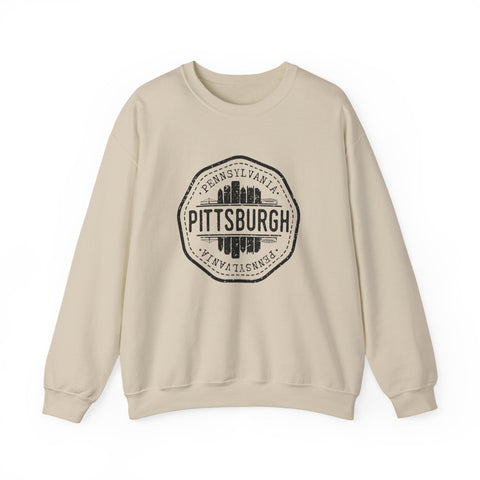 Pittsburgh Vintage Stamp - Heavy Blend™ Crewneck Sweatshirt Sweatshirt - YinzerShop