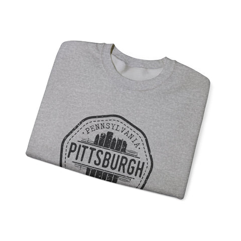 Pittsburgh Vintage Stamp - Heavy Blend™ Crewneck Sweatshirt Sweatshirt - YinzerShop