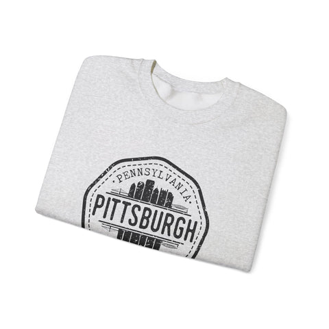Pittsburgh Vintage Stamp - Heavy Blend™ Crewneck Sweatshirt Sweatshirt - YinzerShop