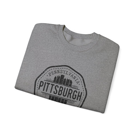 Pittsburgh Vintage Stamp - Heavy Blend™ Crewneck Sweatshirt Sweatshirt - YinzerShop