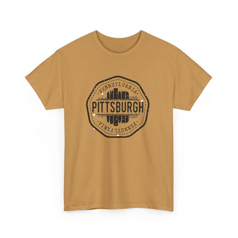 Pittsburgh Vintage Stamp - Unisex Heavy Cotton Tee T-Shirt - YinzerShop