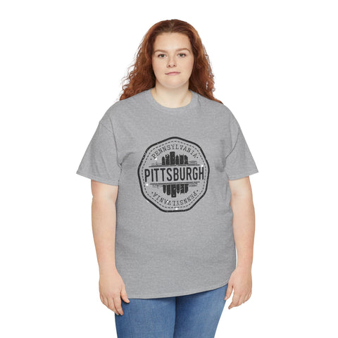 Pittsburgh Vintage Stamp - Unisex Heavy Cotton Tee T-Shirt - YinzerShop