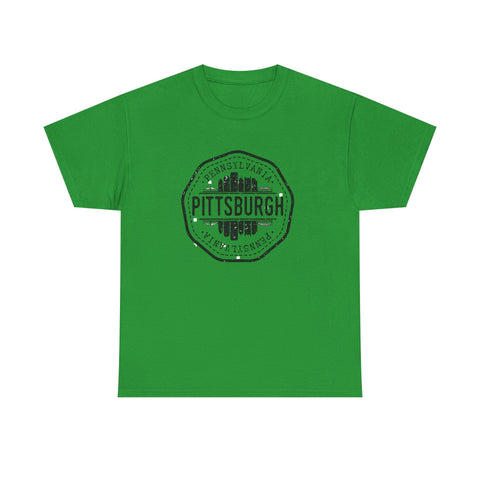 Pittsburgh Vintage Stamp - Unisex Heavy Cotton Tee T-Shirt - YinzerShop