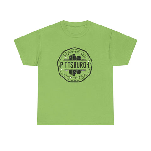 Pittsburgh Vintage Stamp - Unisex Heavy Cotton Tee T-Shirt - YinzerShop