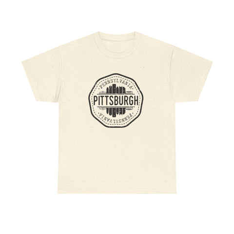 Pittsburgh Vintage Stamp - Unisex Heavy Cotton Tee T-Shirt - YinzerShop