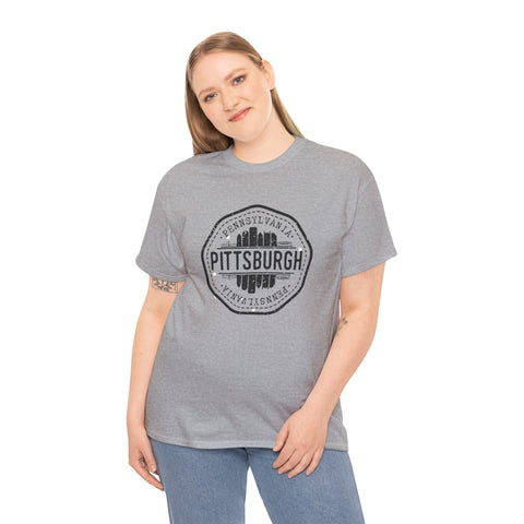 Pittsburgh Vintage Stamp - Unisex Heavy Cotton Tee T-Shirt - YinzerShop