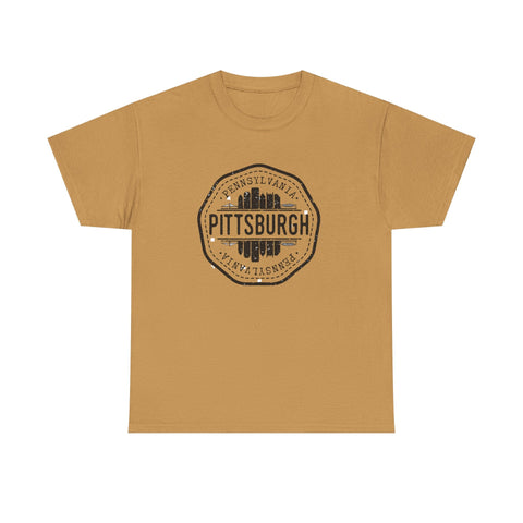 Pittsburgh Vintage Stamp - Unisex Heavy Cotton Tee T-Shirt - YinzerShop