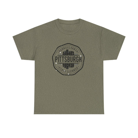 Pittsburgh Vintage Stamp - Unisex Heavy Cotton Tee T-Shirt - YinzerShop