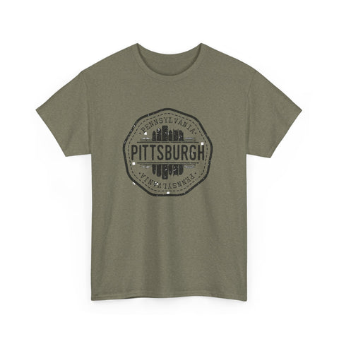 Pittsburgh Vintage Stamp - Unisex Heavy Cotton Tee T-Shirt - YinzerShop