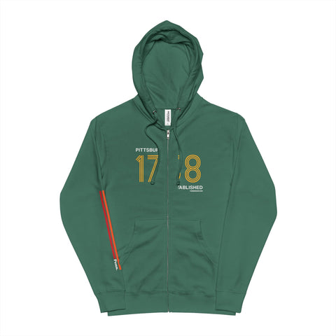 Pittsburgh Vintage Zip Up Hoodie – 1758 Established Design Hoodie - YinzerShop