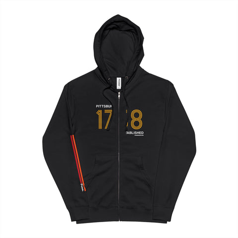 Pittsburgh Vintage Zip Up Hoodie – 1758 Established Design Hoodie - YinzerShop
