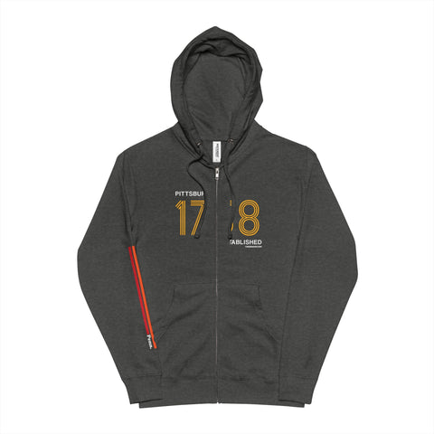 Pittsburgh Vintage Zip Up Hoodie – 1758 Established Design Hoodie - YinzerShop