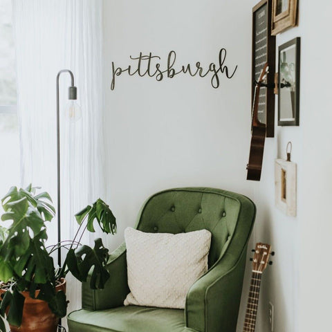 Pittsburgh Wall Decor – Steel Script Sign | Lightweight Metal Wall Art for Living Room Wall Decor - YinzerShop