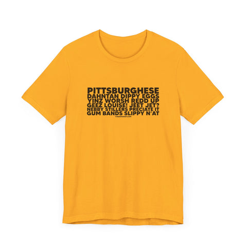 Pittsburghese Word Collage - Short Sleeve Tee T-Shirt - YinzerShop