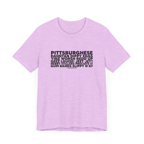 Pittsburghese Word Collage - Short Sleeve Tee T-Shirt - YinzerShop