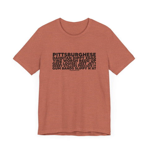 Pittsburghese Word Collage - Short Sleeve Tee T-Shirt - YinzerShop