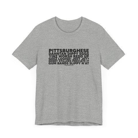 Pittsburghese Word Collage - Short Sleeve Tee T-Shirt - YinzerShop