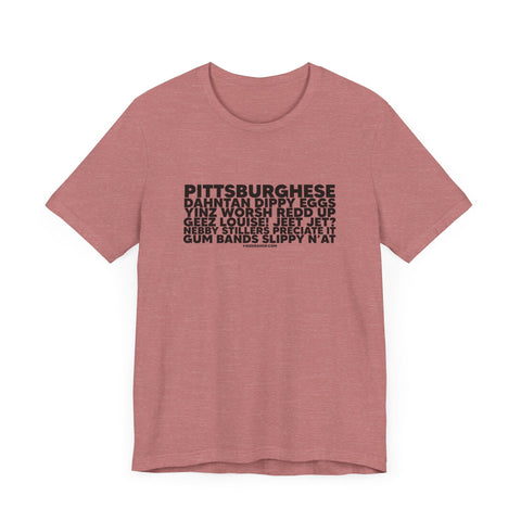 Pittsburghese Word Collage - Short Sleeve Tee T-Shirt - YinzerShop