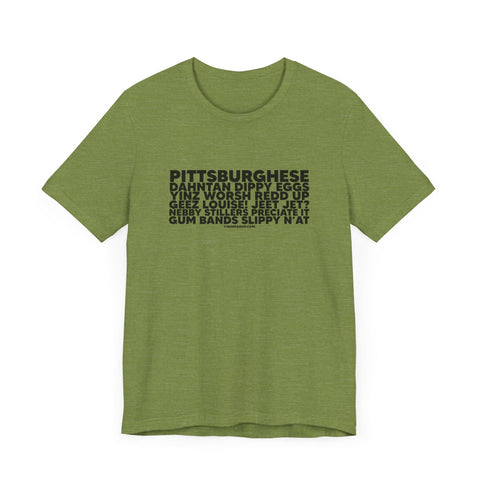 Pittsburghese Word Collage - Short Sleeve Tee T-Shirt - YinzerShop
