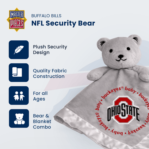 Ohio State Buckeyes Bear - Plush Security Toy with Embroidered Team Logo Gray Blanket