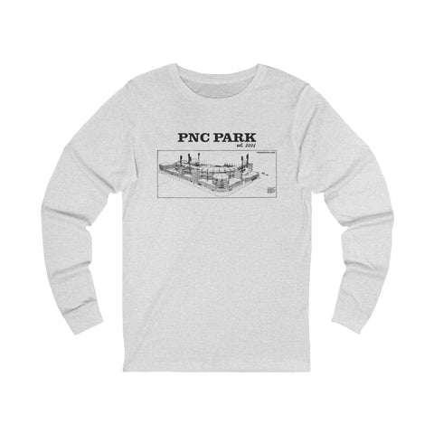 PNC Park - 2001 - Retro Schematic - Long Sleeve Tee Long Sleeve Shirt - YinzerShop