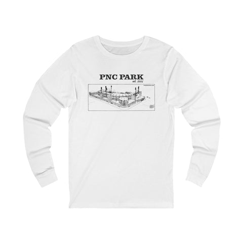 PNC Park - 2001 - Retro Schematic - Long Sleeve Tee Long Sleeve Shirt - YinzerShop