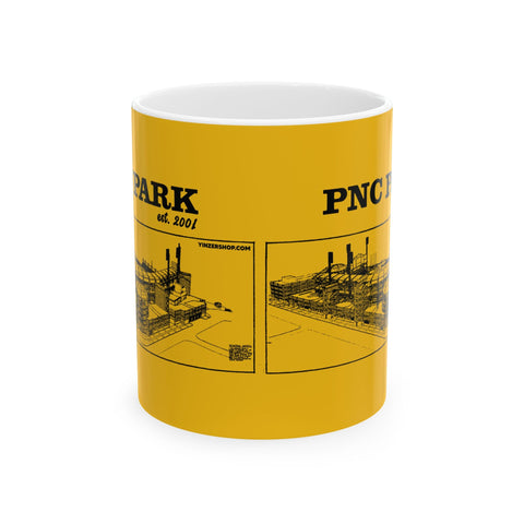 PNC Park - 2001 - Retro Schematic - Pittsburgh Coffee Ceramic Mug Mug - YinzerShop