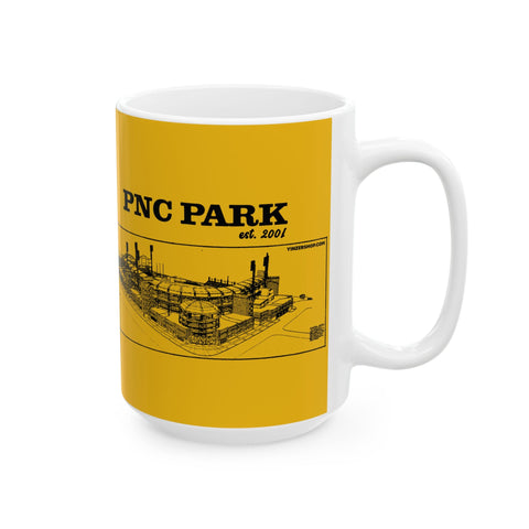 PNC Park - 2001 - Retro Schematic - Pittsburgh Coffee Ceramic Mug Mug - YinzerShop