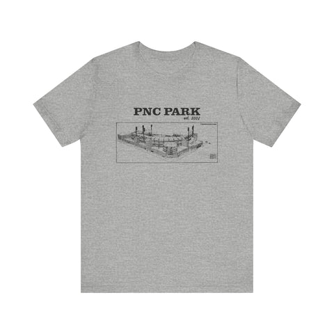 PNC Park - 2001 - Retro Schematic - Short Sleeve Tee T-Shirt - YinzerShop