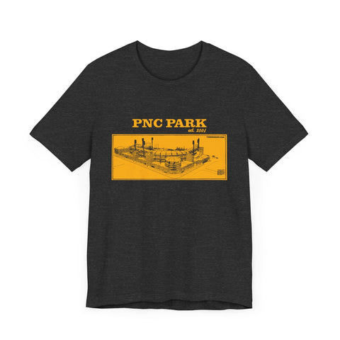 PNC Park - 2001 - Retro Schematic - Short Sleeve Tee T-Shirt - YinzerShop