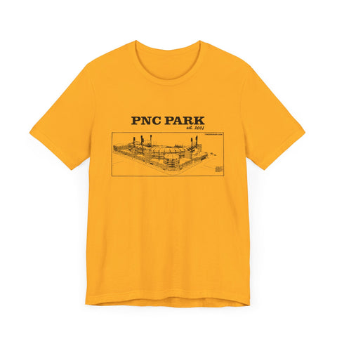 PNC Park - 2001 - Retro Schematic - Short Sleeve Tee T-Shirt - YinzerShop