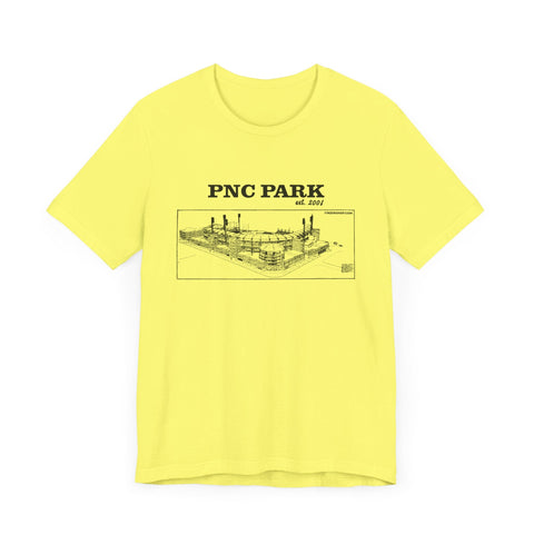 PNC Park - 2001 - Retro Schematic - Short Sleeve Tee T-Shirt - YinzerShop
