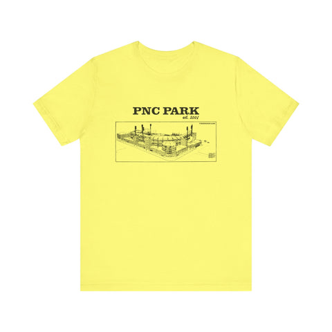 PNC Park - 2001 - Retro Schematic - Short Sleeve Tee T-Shirt - YinzerShop