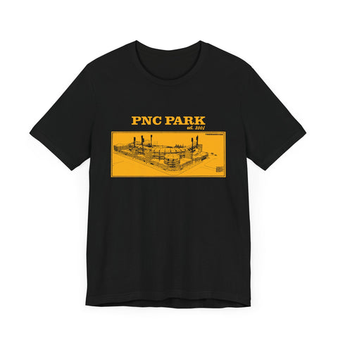 PNC Park - 2001 - Retro Schematic - Short Sleeve Tee T-Shirt - YinzerShop