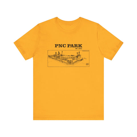 PNC Park - 2001 - Retro Schematic - Short Sleeve Tee T-Shirt - YinzerShop