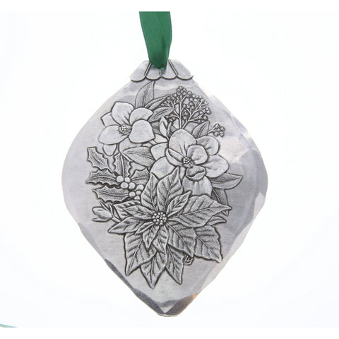 Poinsettia Bulb Ornament – Rustic Holiday Decor | Hand Hammered Metal Bulb - YinzerShop