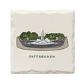 Point State Park Fountain Ceramic Drink Coaster by The Doodle Line Coaster - YinzerShop