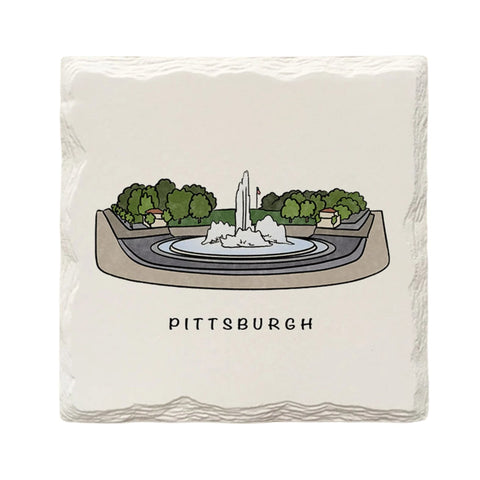 Point State Park Fountain Ceramic Drink Coaster by The Doodle Line Coaster - YinzerShop