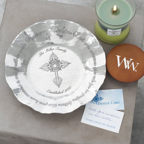 Prayer Bowl Aluminum – Artisan Crafted Faith Gift Bowl with Engraved Cross & Scripture - YinzerShop