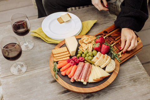 West Virginia Mountaineers - Insignia Acacia and Slate Serving Board with Cheese Tools  Picnic Time Family of Brands   