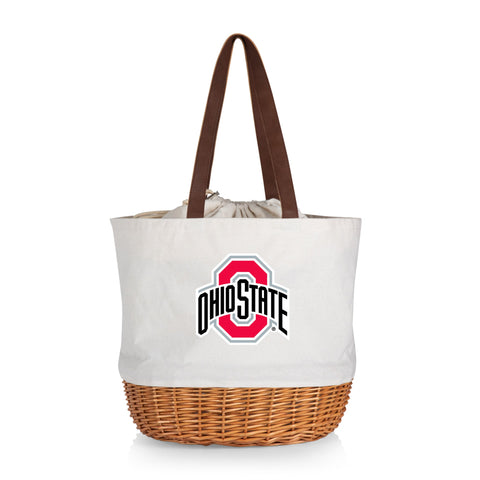 Ohio State Buckeyes - Coronado Canvas and Willow Basket Tote Tote Picnic Time Family of Brands Beige  