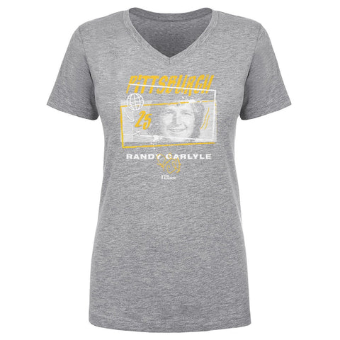 Randy Carlyle T-Shirt - Pittsburgh Tones Cotton Short Sleeve V-Neck Tee Women's V-Neck T-Shirt - YinzerShop