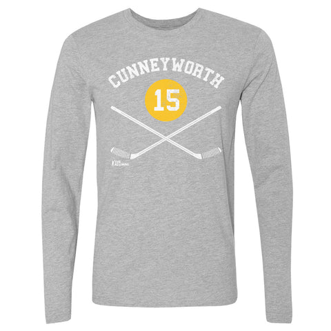 Randy Cunneyworth T-Shirt - Pittsburgh Hockey Shirt With 15 Sticks Design | Crewneck Long Sleeve Men's Long Sleeve T-Shirt - YinzerShop