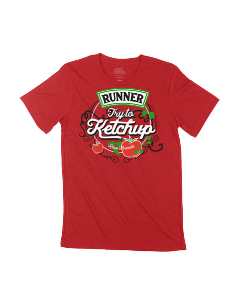 Runner T-Shirt - Funny Ketchup Pun Shirt | Moisture Wicking Race Day Apparel