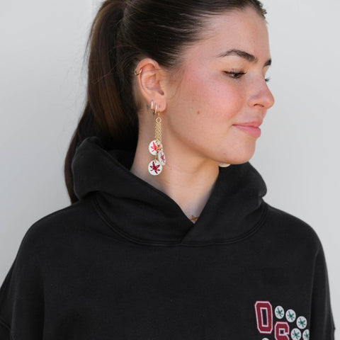 Ohio State Buckeye Earrings – Lightweight Leather Sticker Earrings for Game Day Style