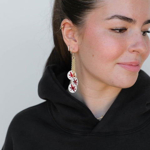 Ohio State Buckeye Earrings – Lightweight Leather Sticker Earrings for Game Day Style