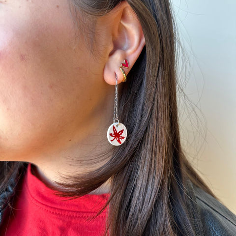 Ohio State Buckeye Earrings - Lightweight Leather Threader Earrings for Game Day