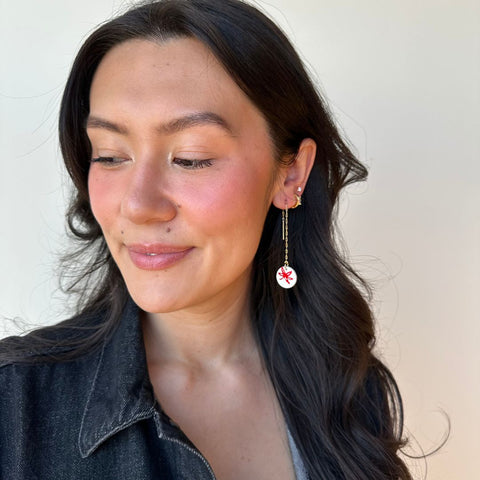 Ohio State Buckeye Earrings - Lightweight Leather Threader Earrings for Game Day